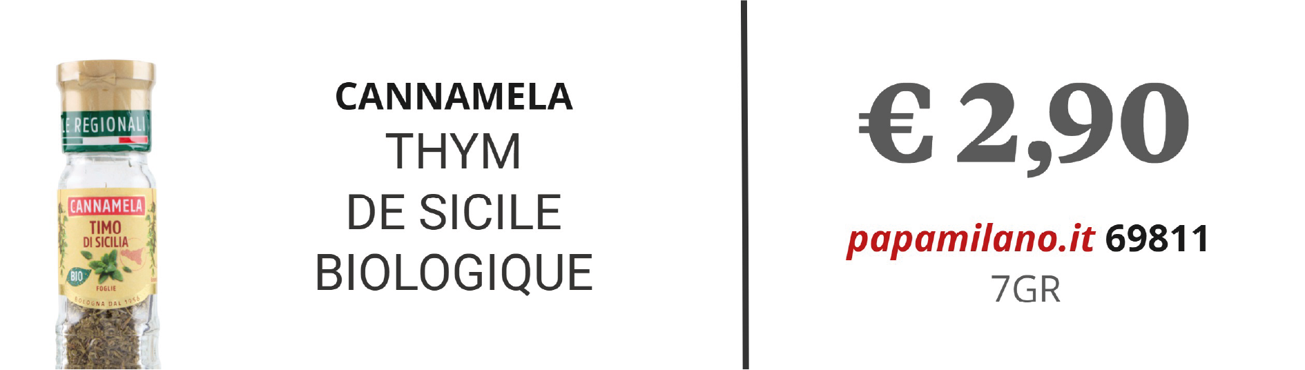 CANNAMELA THYM DE SICILE BIOLOGIQUE